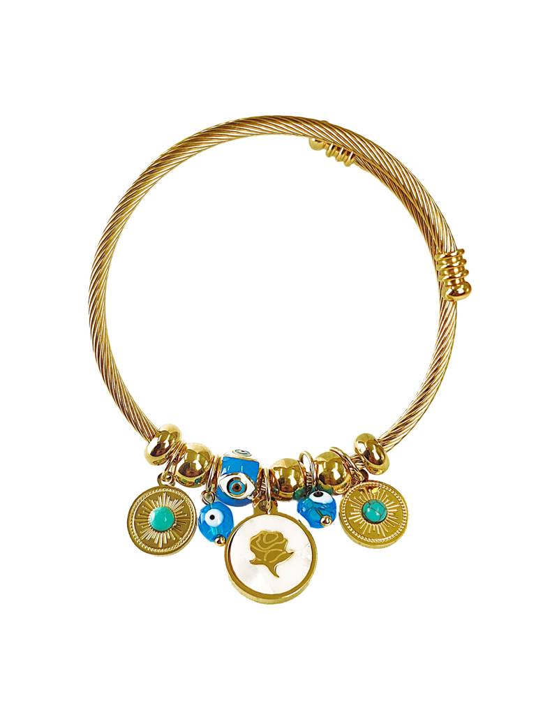 Rose Evil Eyegolden Bracelet : B-EE-39-0