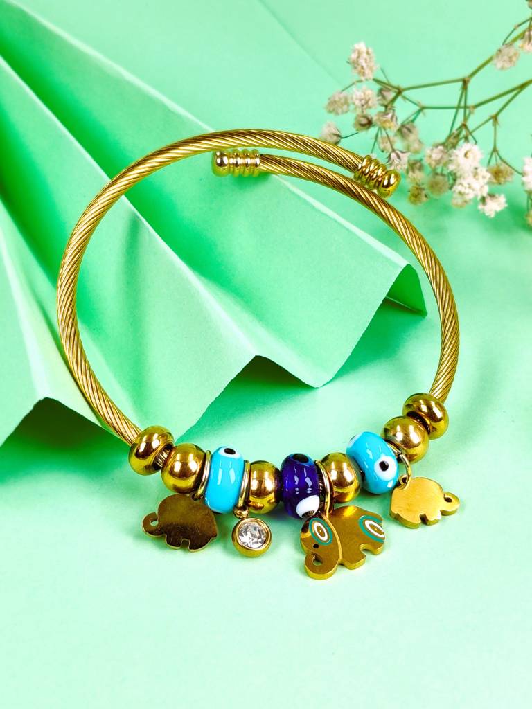 Elephant Evil Eye Charm Bracelet : B-EE-40-0