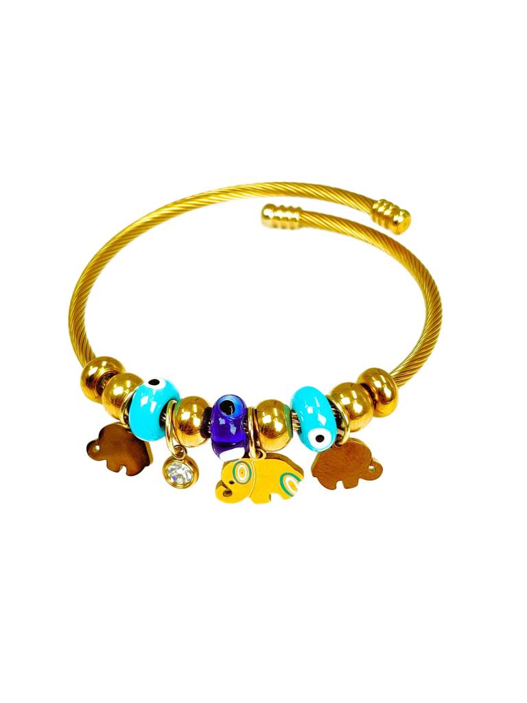 Elephant Evil Eye Charm Bracelet : B-EE-40-0