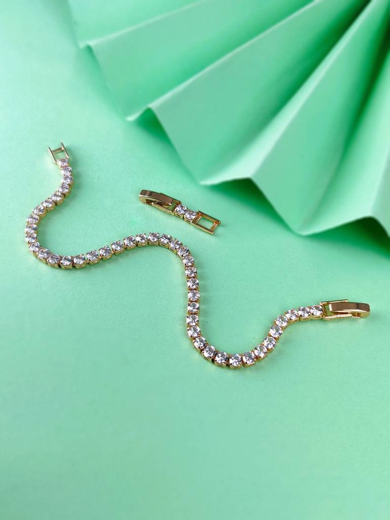 Golden Glimmer Tennis Bracelet : B-TE-15-0