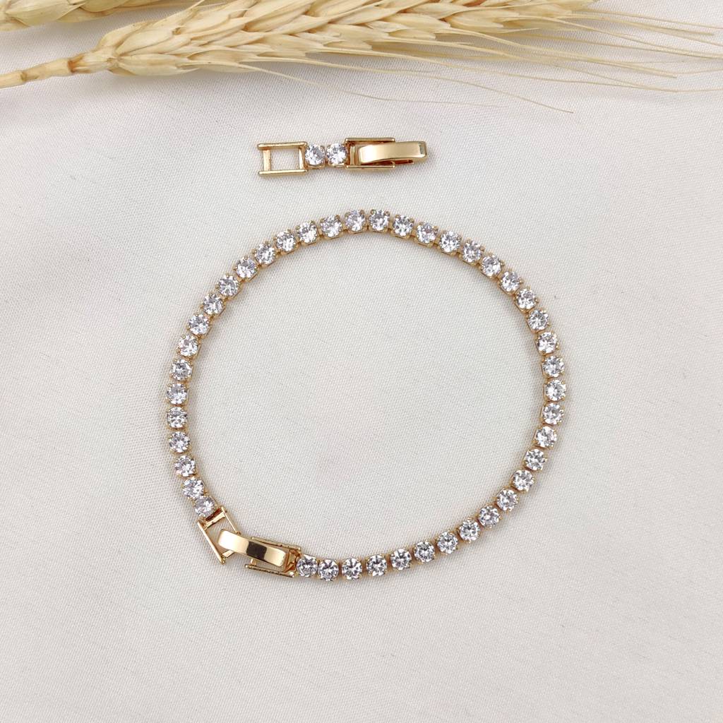 Golden Glimmer Tennis Bracelet : B-TE-15-0