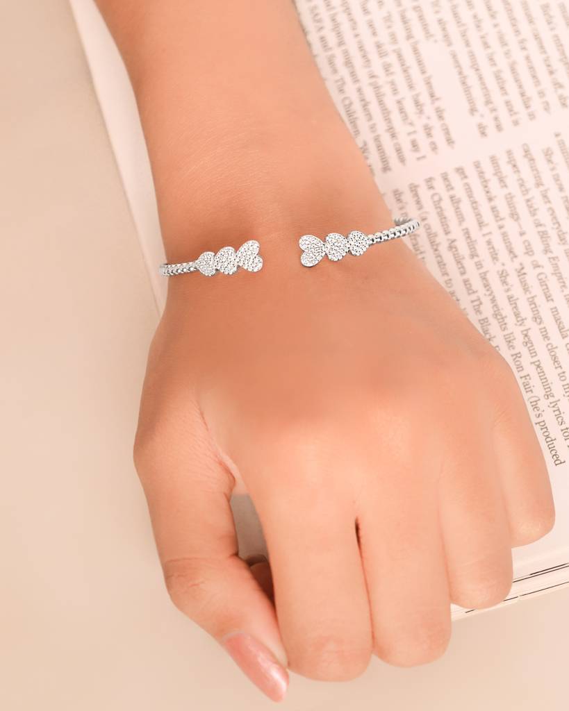Silberry 925 Sterling Silver Triple-Love Kada : B115