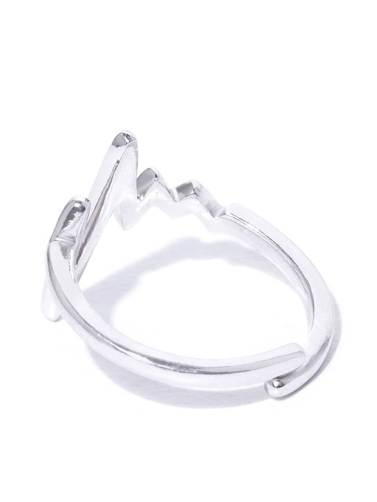 Women Silver-Toned Rhodium-Plated Adjustable Finger Ring. : B119601TR-1