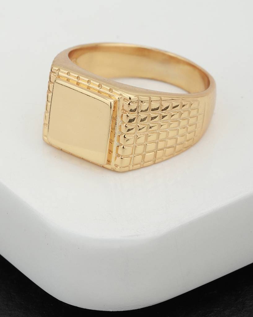 Carlton London Men Gold-Plated Textured Finger Ring : B120085R-2