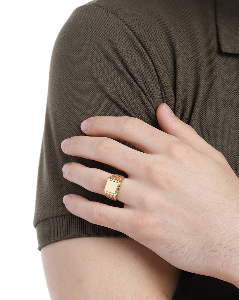 Carlton London Men Gold-Plated Textured Finger Ring : B120085R-2