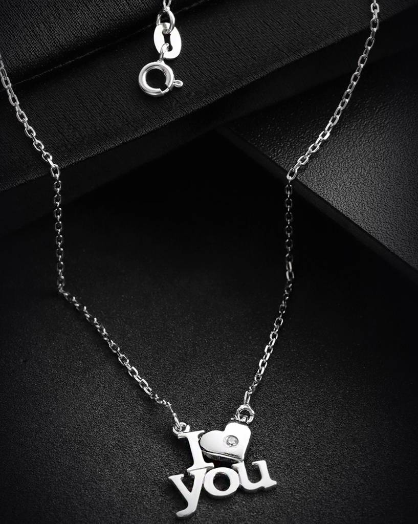 Carlton London, Silver-Toned Rhodium-Plated Cz--Studded Necklace : B124068N-A-1