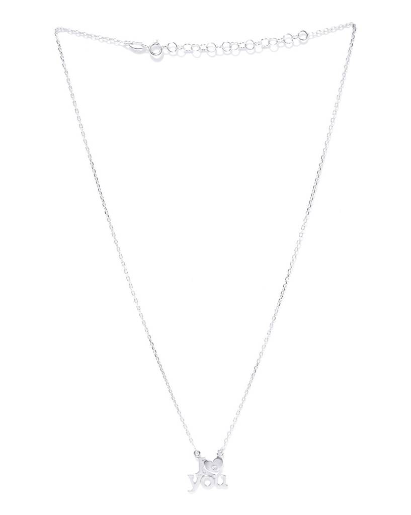 Carlton London, Silver-Toned Rhodium-Plated Cz--Studded Necklace : B124068N-A-1