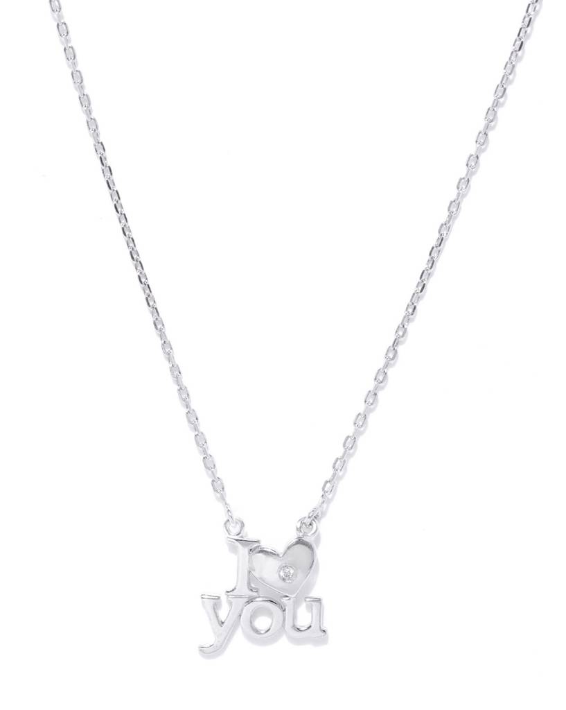 Carlton London, Silver-Toned Rhodium-Plated Cz--Studded Necklace : B124068N-A-1
