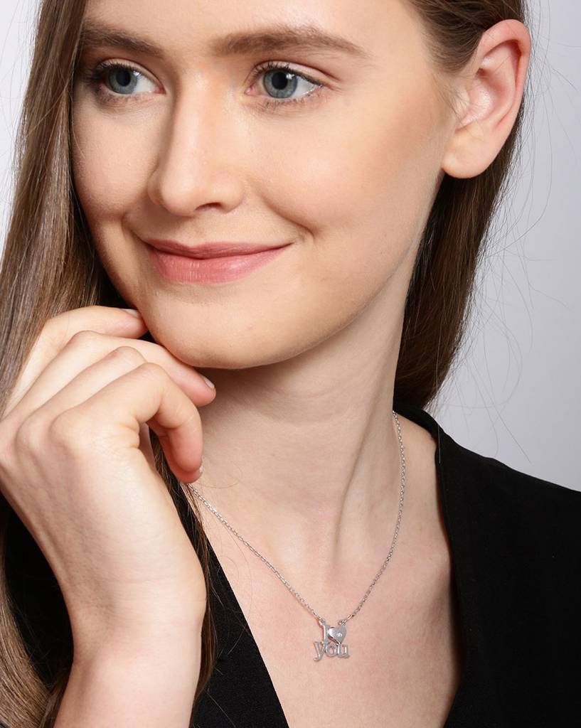 Carlton London, Silver-Toned Rhodium-Plated Cz--Studded Necklace : B124068N-A-1