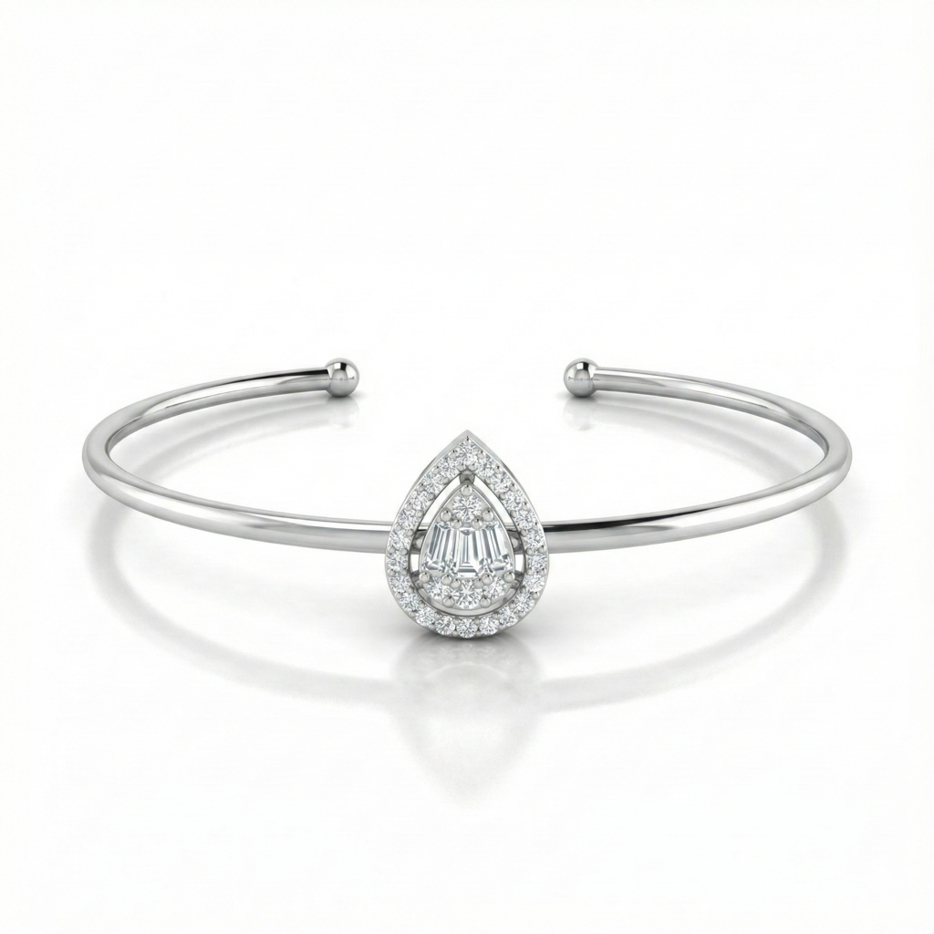 925 Sterling Silver Drop Cuff Bracelet | Elegant Open Cuff Silver For Women & Girls : B2