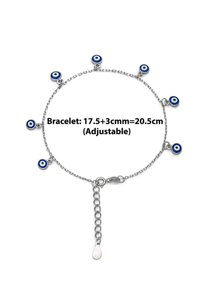 Silberry 925 Sterling Silver Dark Blue Evil Eye Bracelet : B314