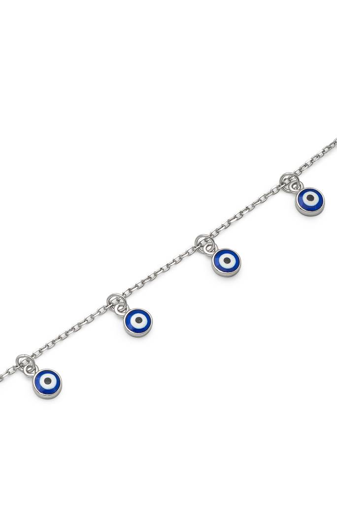 Silberry 925 Sterling Silver Dark Blue Evil Eye Bracelet : B314