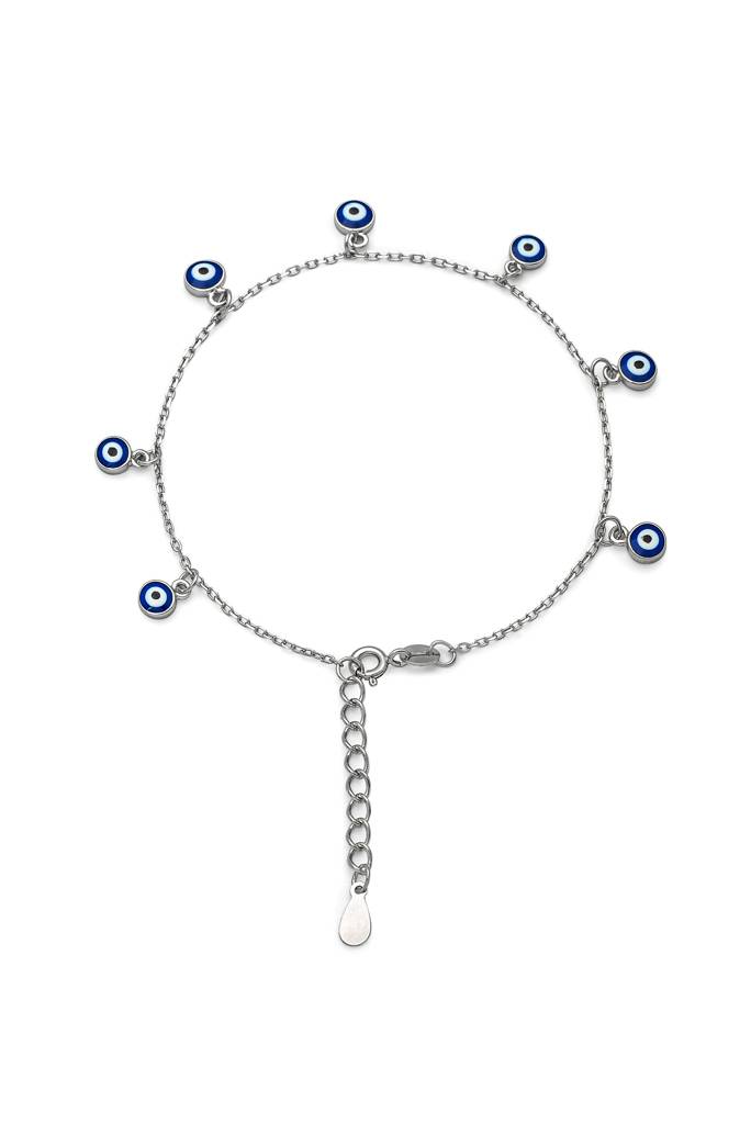 Silberry 925 Sterling Silver Dark Blue Evil Eye Bracelet : B314