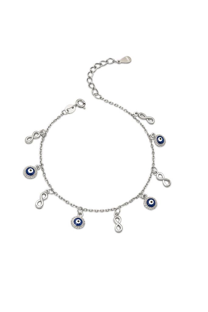 Silberry 925 Sterling Silver Infinity Evil Eye Bracelet : B319