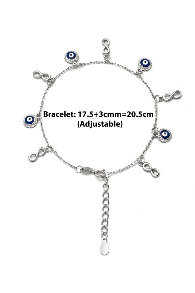 Silberry 925 Sterling Silver Infinity Evil Eye Bracelet : B319