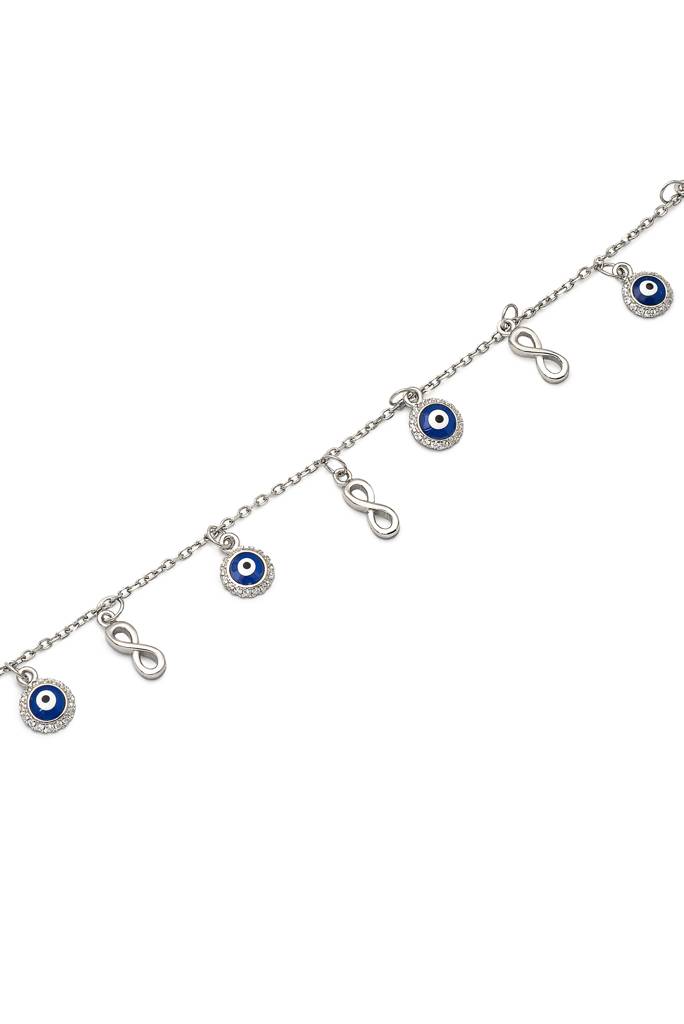 Silberry 925 Sterling Silver Infinity Evil Eye Bracelet : B319