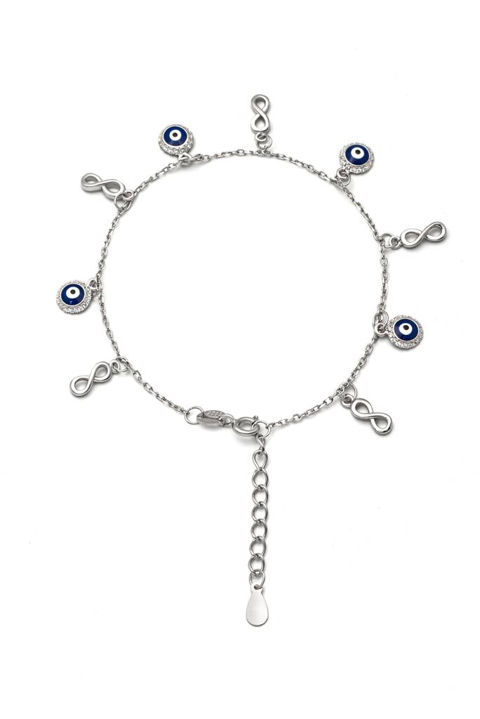 Silberry 925 Sterling Silver Infinity Evil Eye Bracelet : B319