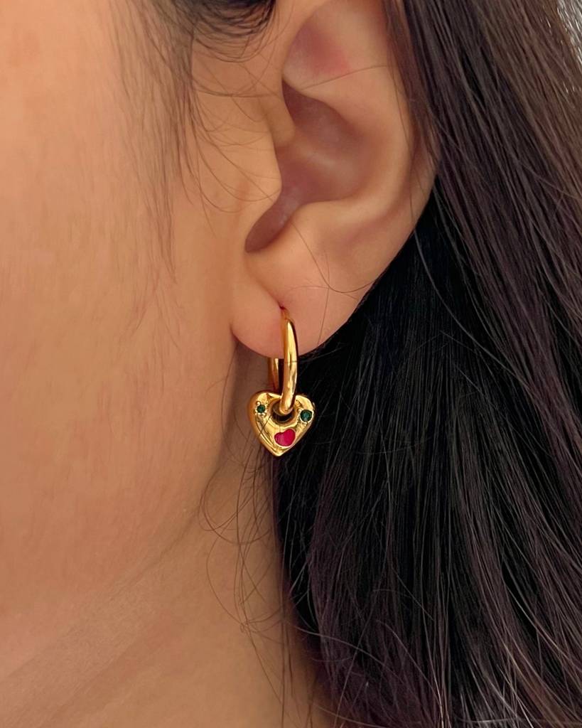 18K Gold Plated Rae Heart Earrings Gold Stainless Steel