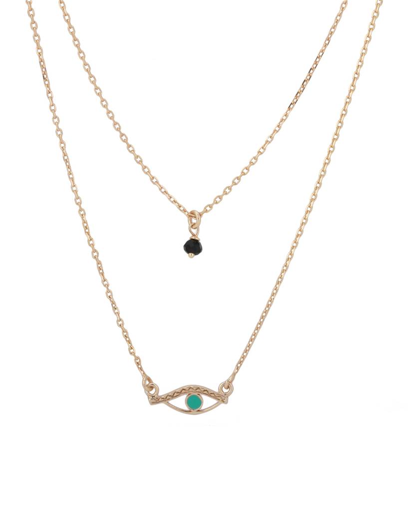 Black Gold-Plated Layered Necklace : B523818N