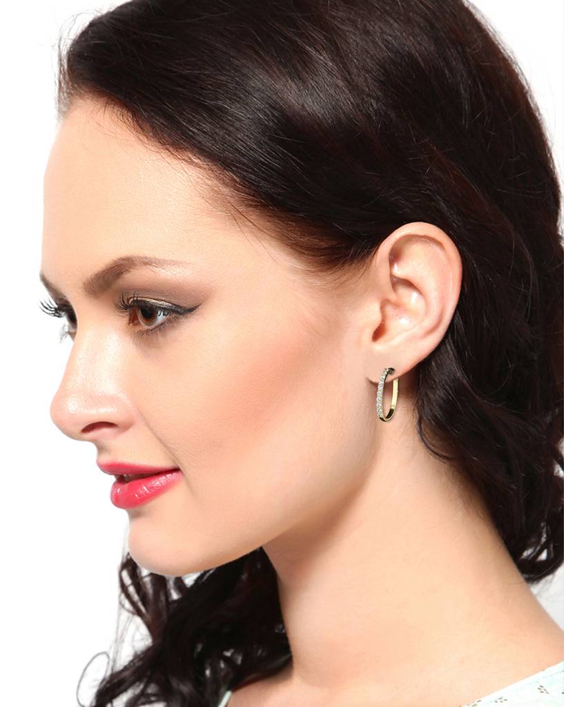 White Contemporary Hoop Earrings : B537302E-1