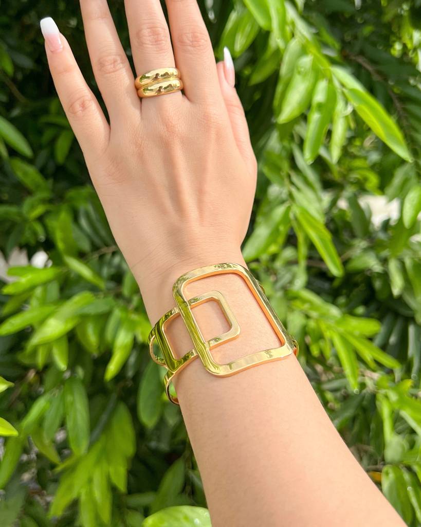 18K Gold Plated Statement Cuff Bracelet, Rue : B18