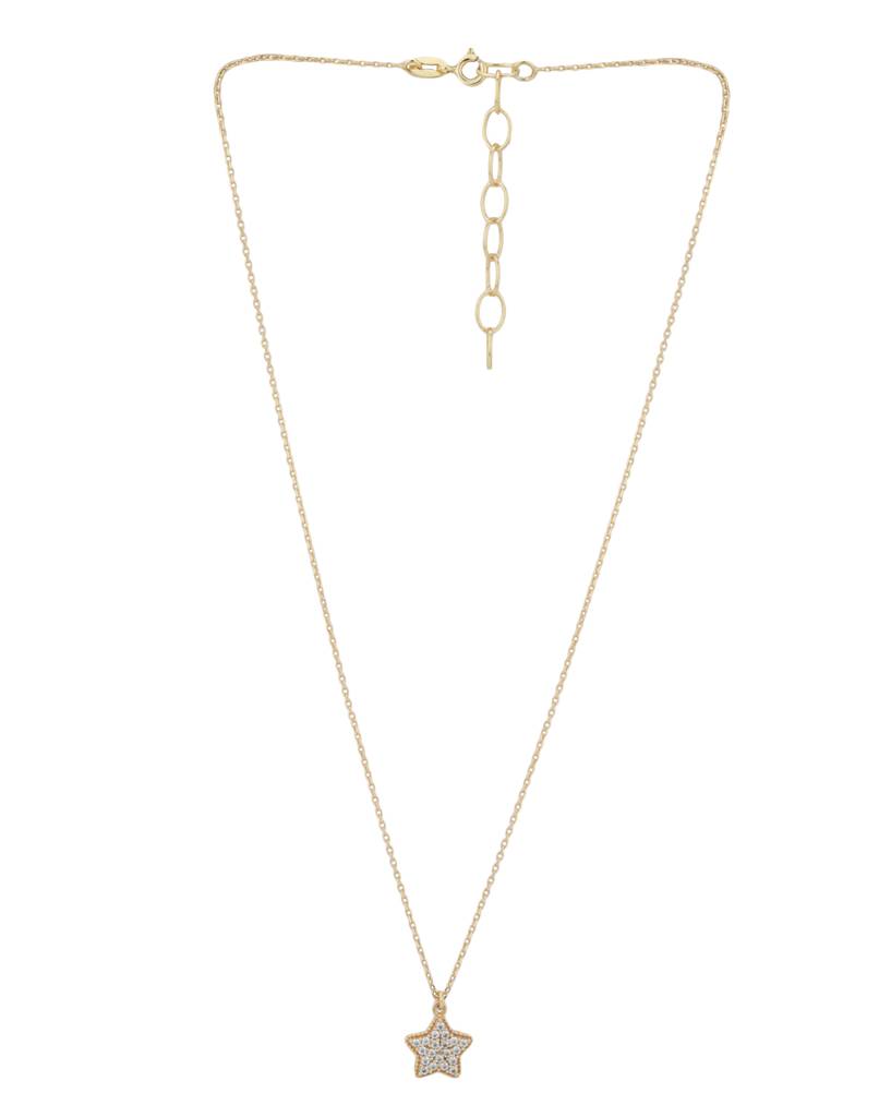 Carlton London Gold-Plated Cz-Studded Star-Shaped Necklace : B582602N