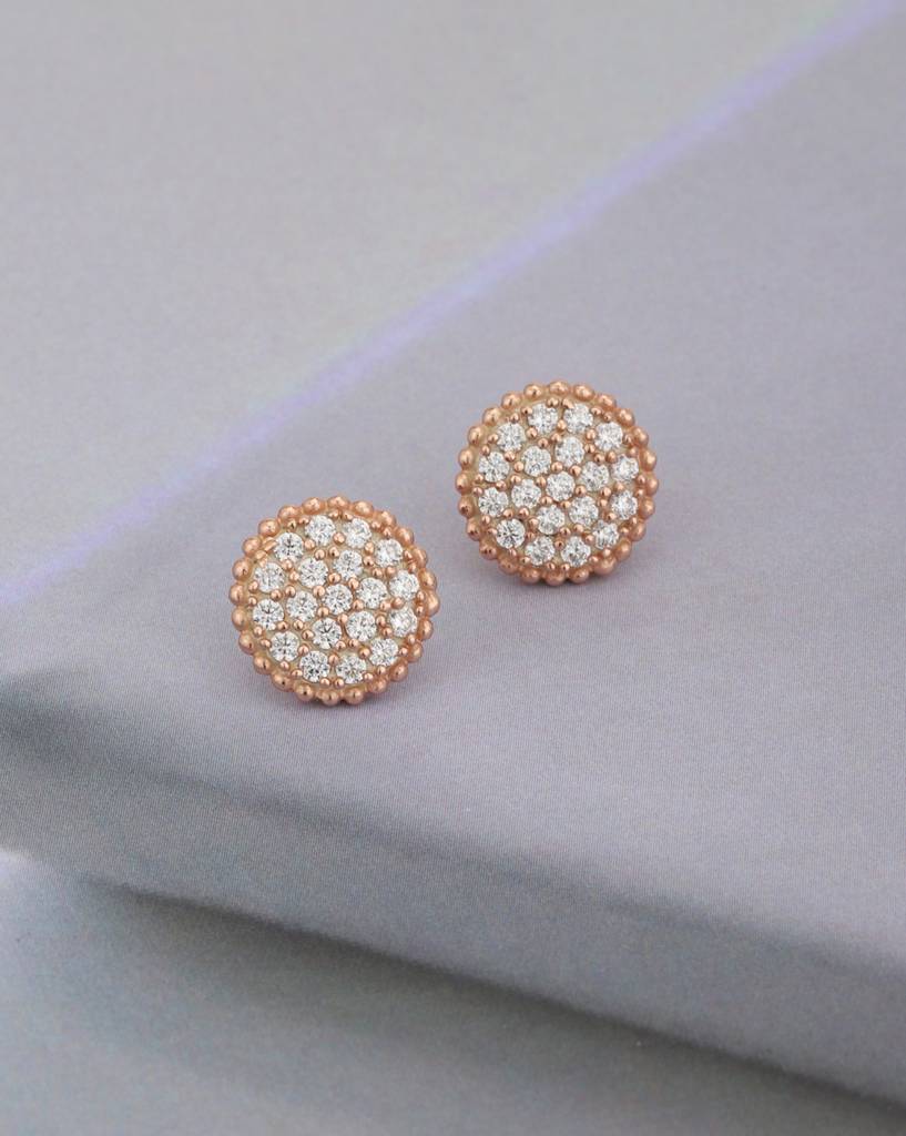 Carlton London Rose Gold-Plated Cz Circular Studs : B582603E
