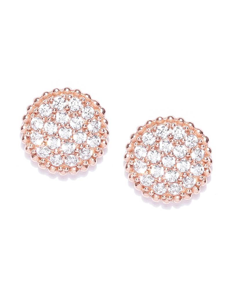 Carlton London Rose Gold-Plated Cz Circular Studs : B582603E