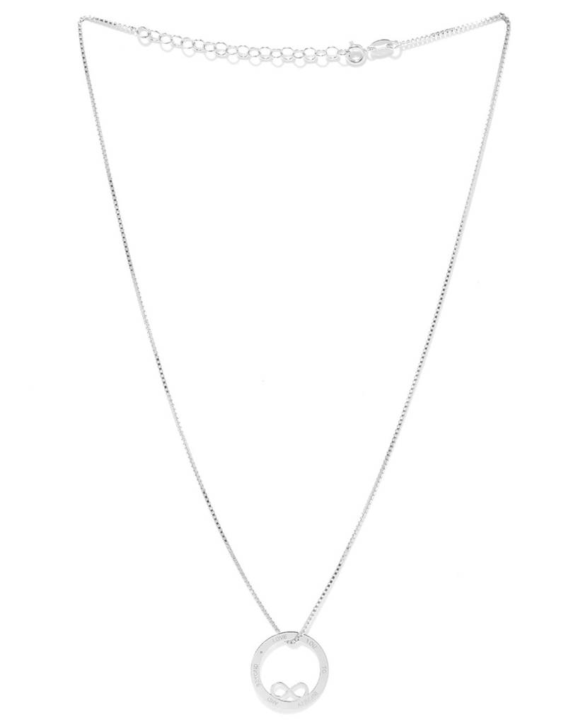 Carlton London Silver-Toned Rhodium-Plated Pendant With Chain : B615617N-1