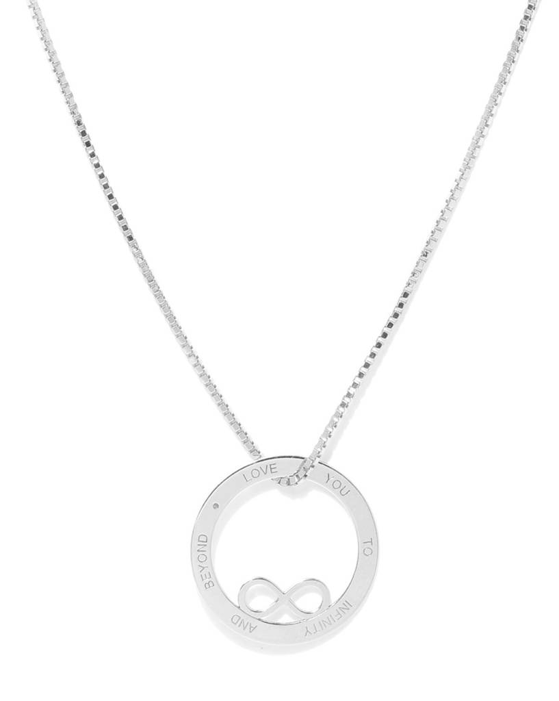 Carlton London Silver-Toned Rhodium-Plated Pendant With Chain : B615617N-1