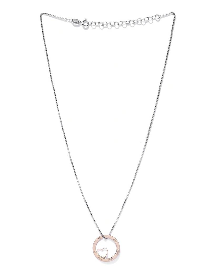 Carlton London Silver-Toned & Rose Gold-Toned Rhodium-Plated Necklace : B615618N-1