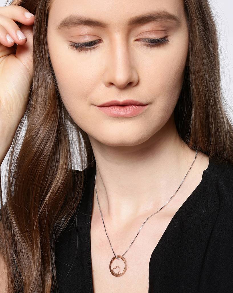 Carlton London Silver-Toned & Rose Gold-Toned Rhodium-Plated Necklace : B615618N-1