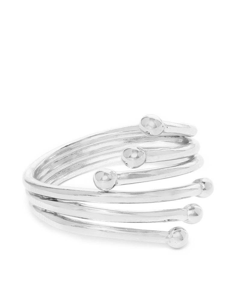 Women Silver-Toned Rhodium-Plated Adjustable Finger Ring : B631443R-2