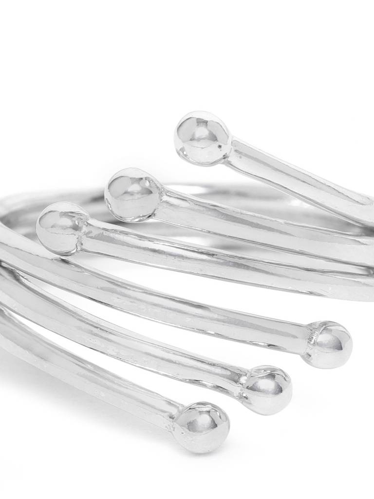 Women Silver-Toned Rhodium-Plated Adjustable Finger Ring : B631443R-2