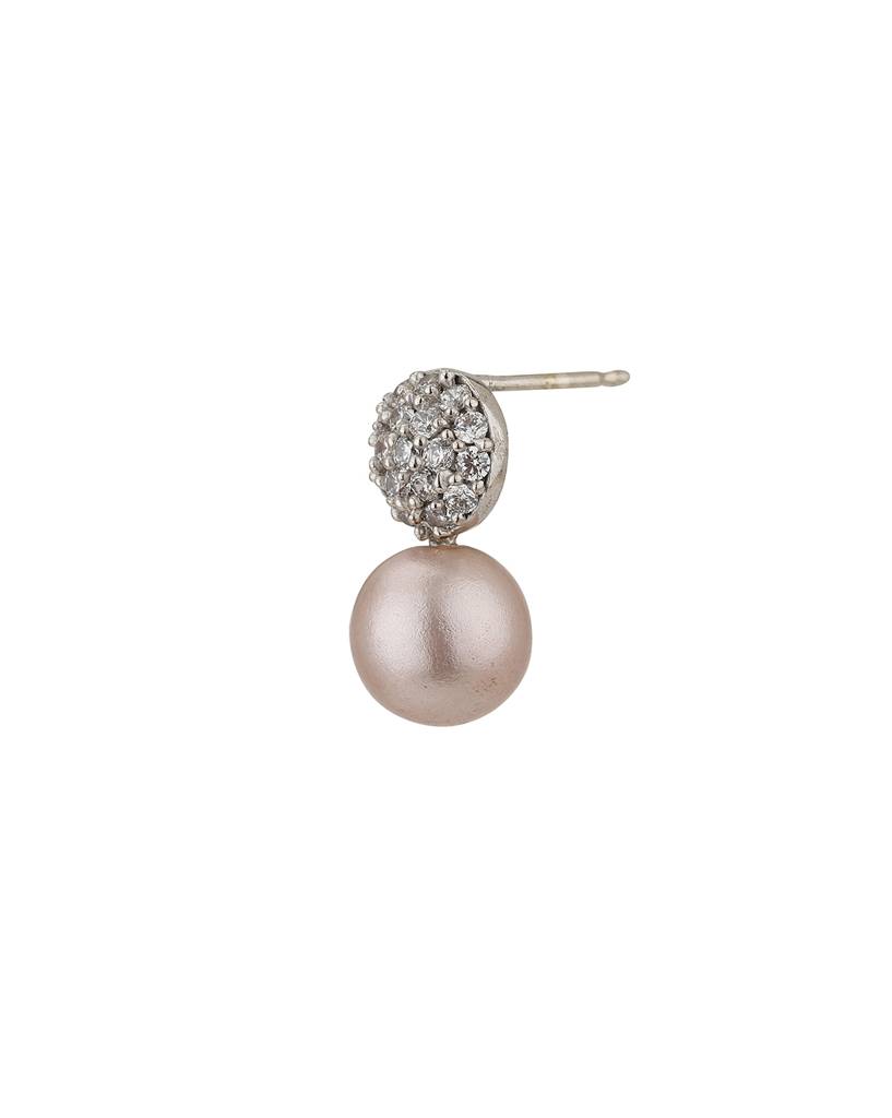 Carlton London Silver-Toned Rhodium-Plated Studded & Beaded Spherical Studs : B746411E1