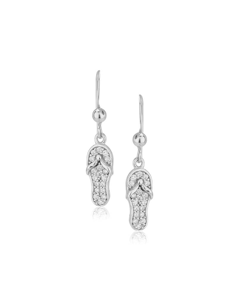 Carlton London Silver-Toned Rhodium-Plated Stone-Studded Quirky Drop Earrings : B756006E-1