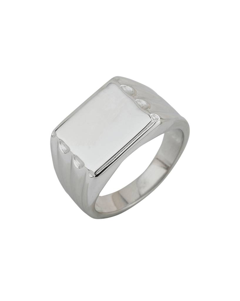 Carlton London Men Silver-Toned Rhodium-Plated Textured Finger Ring : B762218R-3