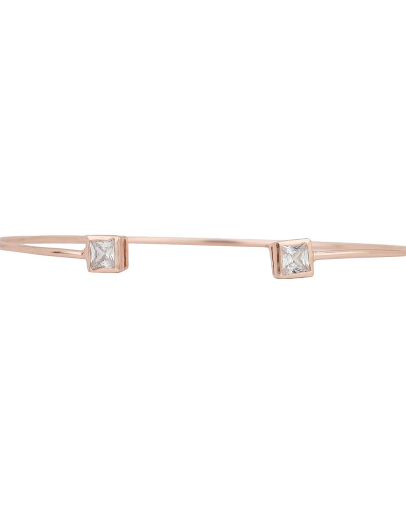 Rose Gold-Plated Cz Studded Cuff Bracelet : B763415B-1