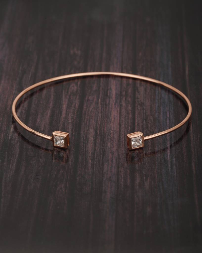 Rose Gold-Plated Cz Studded Cuff Bracelet : B763415B-1