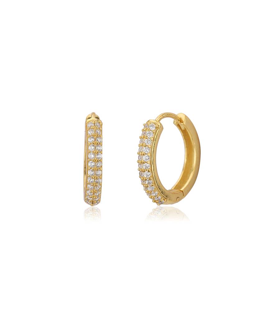 Gold-Plated Cz Studded Circular Handcrafted Huggie Hoop Earrings : B765810E-4
