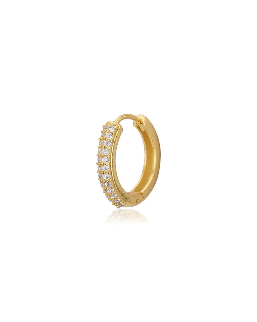 Gold-Plated Cz Studded Circular Handcrafted Huggie Hoop Earrings : B765810E-4