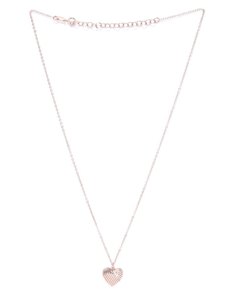 Rose Gold-Plated Cz-Studded Heart-Shaped Necklace : B772601N-1