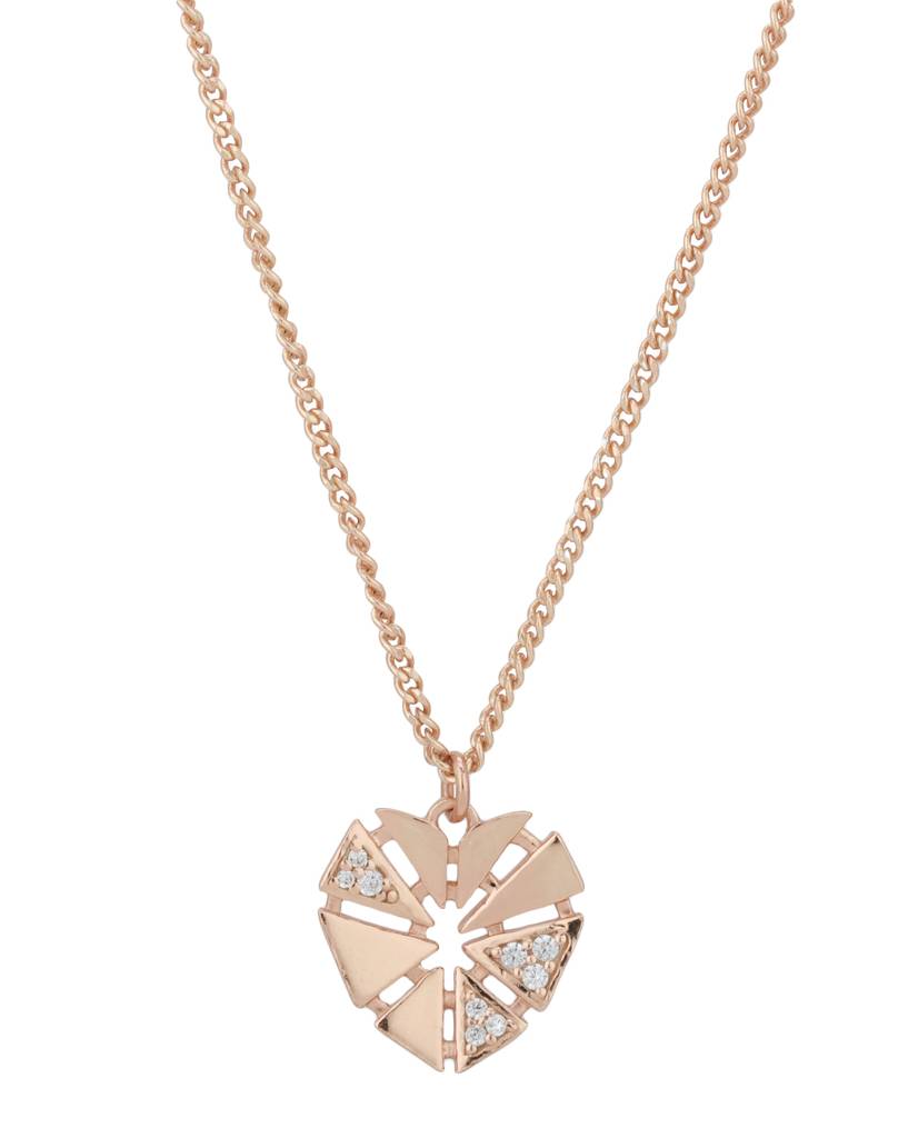 Carlton London Rose Gold-Plated Cz-Studded Heart-Shaped Necklace : B772602N-1