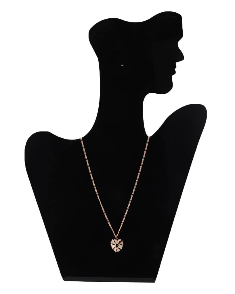 Carlton London Rose Gold-Plated Cz-Studded Heart-Shaped Necklace : B772602N-1