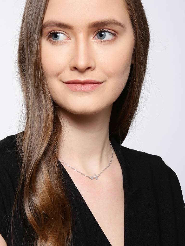 Silver-Toned Rhodium-Plated Necklace : B772614N-1