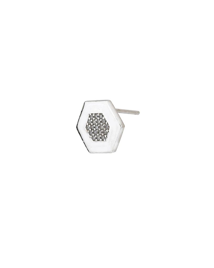 Carlton London Silver-Toned Rhodium-Plated Cz-Studded Geometric Studs : B773705E1