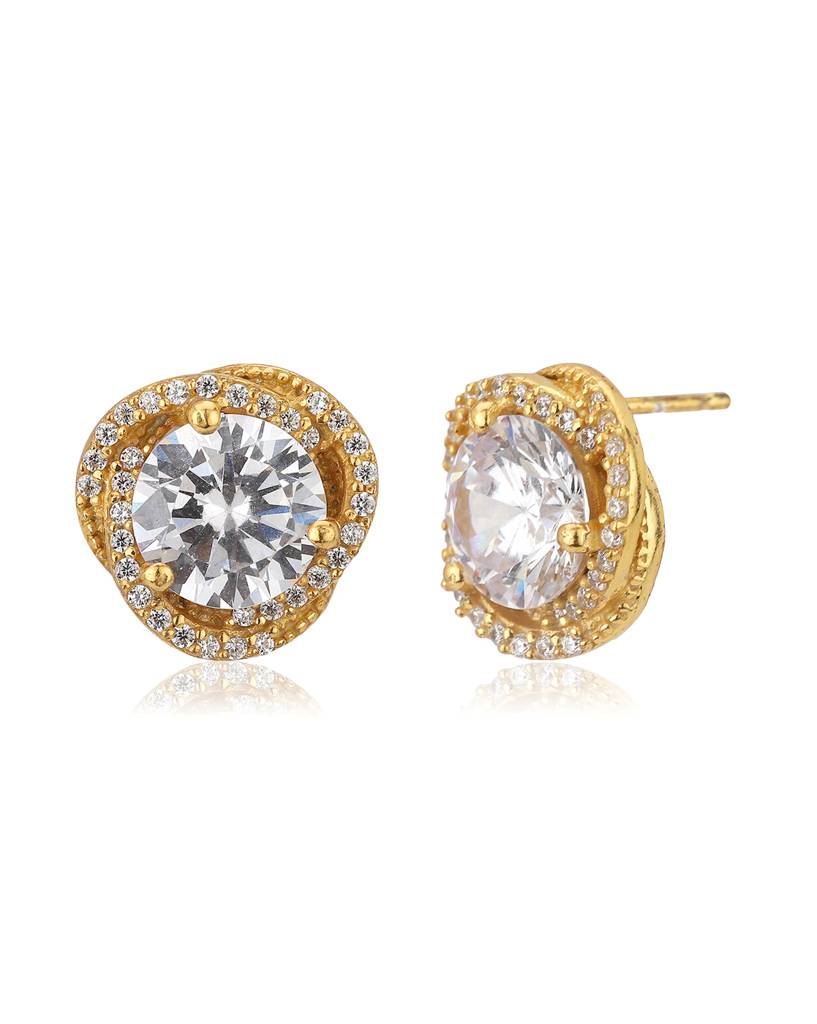 Gold-Toned Geometric Studs Earrings : B774303E-3