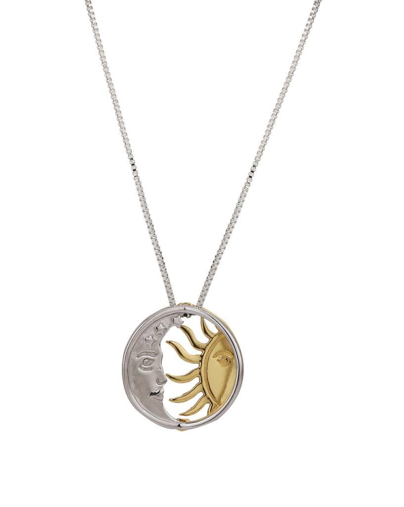 Carlton London Silver-Toned & Gold-Toned Rhodium-Plated Pendant With Chain : B795209N2