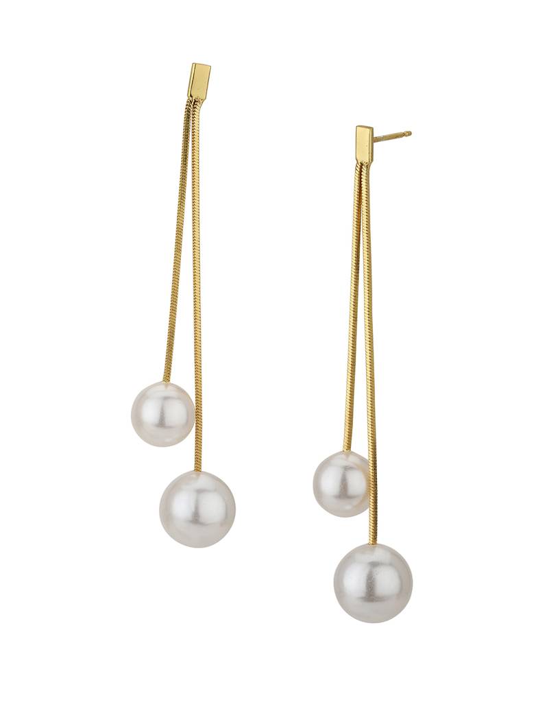 Carlton London Gold-Toned & White Geometric Drop Earrings : B818607E3