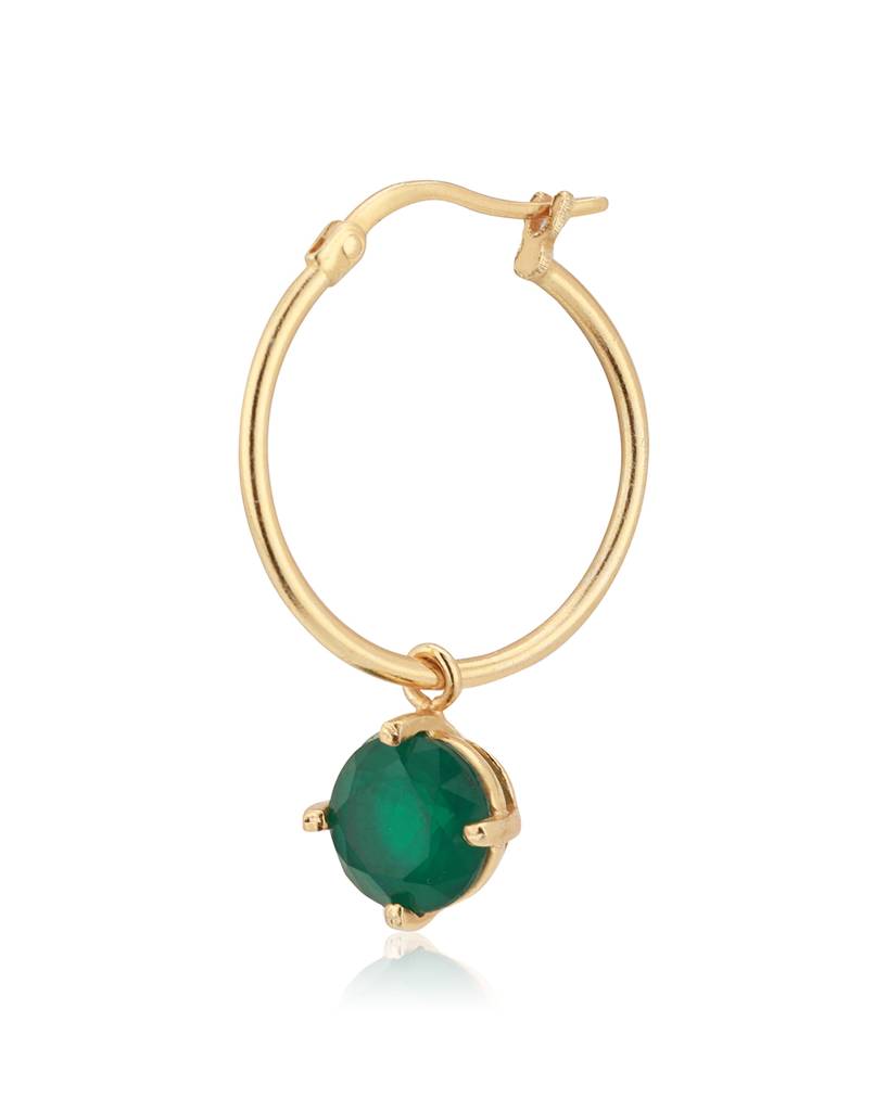 Green Gold-Plated Artificial Stone Studded Hoop Earrings : B823129E-1